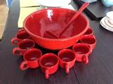 ceramic punch bowl set w/ladle