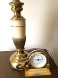 Another lamp, brass clock
