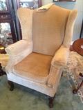 Tan vintage armchair.