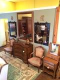 Beautiful chest, large mirror, pair of vintage chairs, Asian mirrors, oak nightstand