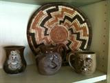 Face mugs and woven tray