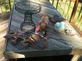 Outdoor decorative items, large picnic table w/ 2 benches