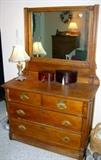 OAK DRESSER AND MIRROR