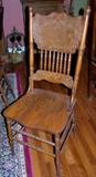 CLOSEUP OF PRESSED BACK OAK CHAIR