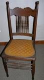 ONE OF SEVERAL OLD PRESS BACK CHAIR