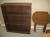 Wood book shelf and TV trays