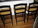 Three 24"H Wooden Bar Stools That Are Considered Counter Height