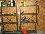 Metal shelves with assortment of tools
