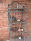 Metal Baker's Rack with misc. items