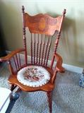 Embroidered seat rocking chair