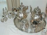 Five piece silver tea service by Bruckmann and Sohne, hallmarked.