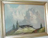 Oil painting of the alps.