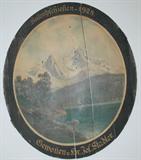 1928 Large wooden scene of the alps.