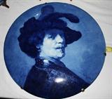 Unusual Giant Delft plaque of Rembrandt. 18" across