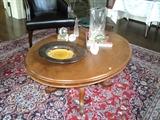 Beautful antique coffee table -- notice the gorgeous handmade Persian rug that it is sitting on!