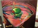 Large oil painting "martini bar"!  Colors are gorgeous!