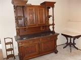 Beautiful 1800s French sideboard w/ black marble surface