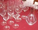 RIEDEL CRYSTAL DECANTER 4 WINE GLASSES & 4 FLUTES,