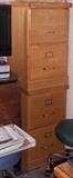 2 TWO DRAWER FILING CABINETS OAK