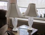 Pair of cut glass table lamps