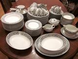 Harmony House fine China, Valencia pattern, 7-pc. place settings, service for 12 (plus serving pieces)