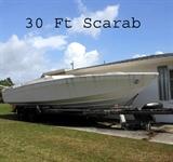 30Ft Scarab with dual 350 Corvette Engines and Outdrives with Trailer
