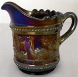 Gorgeous Northwood Peacock at the Fountain Carnival Glass large creamer