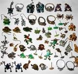 Lots of Froggy Jewelry including Sterling Pieces along with Tarantulas, Turtles and Elephants
