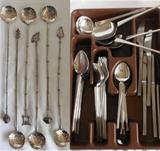 Sterling Silver Japanese Spoons and Very Cool Mid Century Modern German Ronosil Stainless Flatware Set