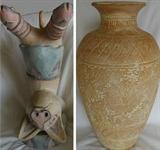 Upside Down Pig and Clay Vase