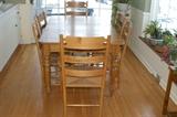 Ethan Allen Pine Kitchen Table with 2 arm chairs, 4 chairs 