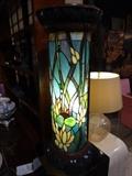 LEADED GLASS LAMP OR PEDESTAL COLUMN, APPROX 40"H