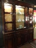MAHOGANY BREAKFRONT, LIGHTED INTERIOR