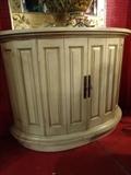 THOMASVILLE DEMI LUNE 2 DOOR CABINET WITH FLAGSTONE TOP