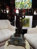 19TH CENTURY JAPY FRERES FRENCH CLOCK WITH BRONZE FIGURE, GILT BRONZE MOUNTS