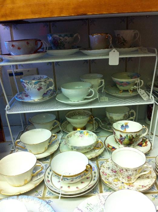                             many cups and saucers