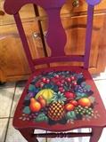                               1 red chair with fruit