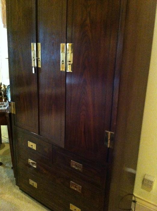   Asian campaign style armoire/matches king bed