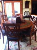           extra sturdy round table/6 chairs/inlaid slate