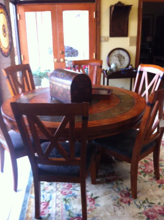           extra sturdy round table/6 chairs/inlaid slate