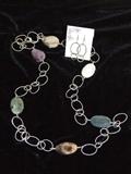 VARIOUS COLORS OF GEMSTONES WITH STERLING SILVER LINK CHAIN CREATED BY MICHELLE.