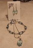 AQUA BLUE NECKLACE, BRACELET, AND EARRING SET CREATED BY ARTIST, MICHELLE OF DES MOINES!!