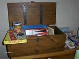 Small wood trunk filled with games
