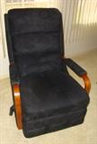 MID CENTURY "LANE" BLACK SUEDE RECLINER- ROCKER CHAIR