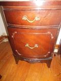 Deco Hand Carved Ornate Mahogany Night Table with Drawer/Storage