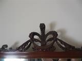 Ornate Finale Deco Top of Walll  Mirror  Beaded Mahogany Gorgeous!!