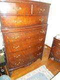 Mahogany Deco Tall 6 Drawer Chest,original Hardware 