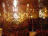 Libby Amber Rain Flower Daisy Glassware