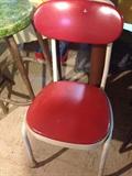Metal Chair with Red Vinyl Seat Covering