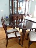 Cherry Dining Table with leaves and pad & 6 Chairs